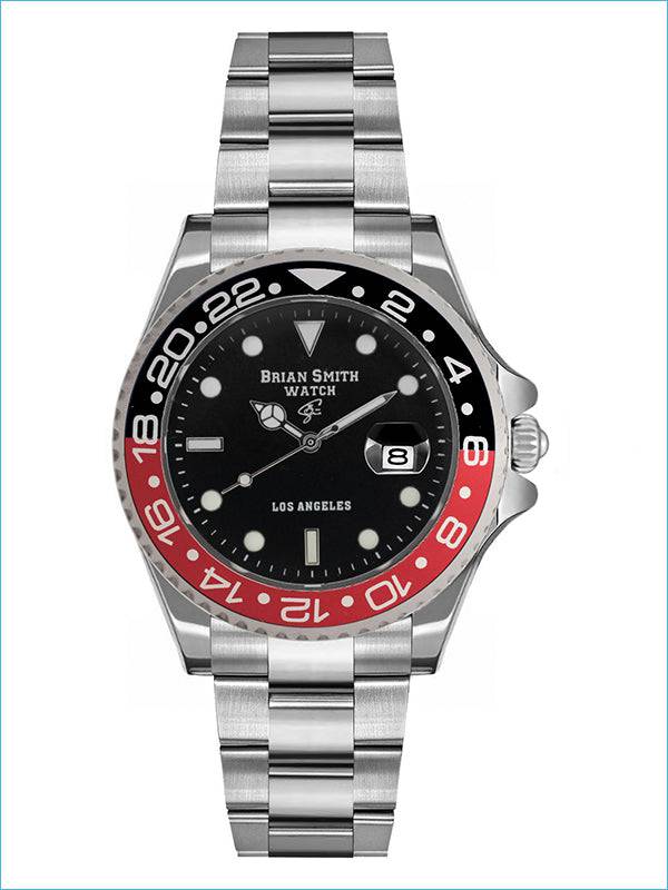 BRIAN SMITH - LOS ANGELES QUARTZ WATCH SILVER/BLACK/RED - 1267 BRIAN SMITH - LOS ANGELES QUARTZ WATCH SILVER/BLACK/RED - 1267
